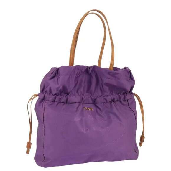 PRADA Tote Bag Nylon Purple Gold Auth ep6502 - Picture 1 of 16